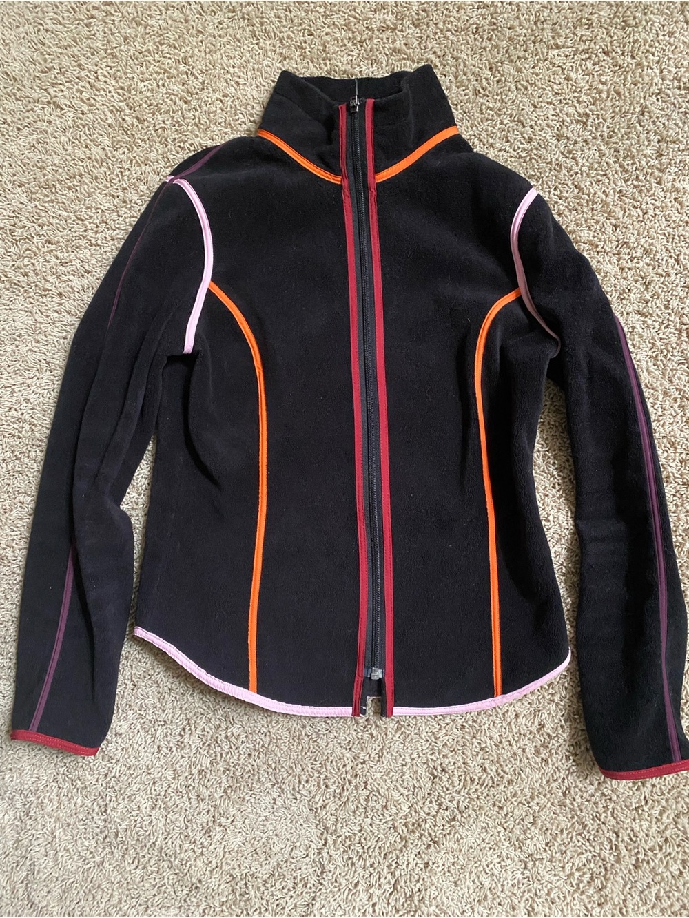 Root Outdoors Black Fleece Zip-Front Jacket with Color-Contrast Piping Medium